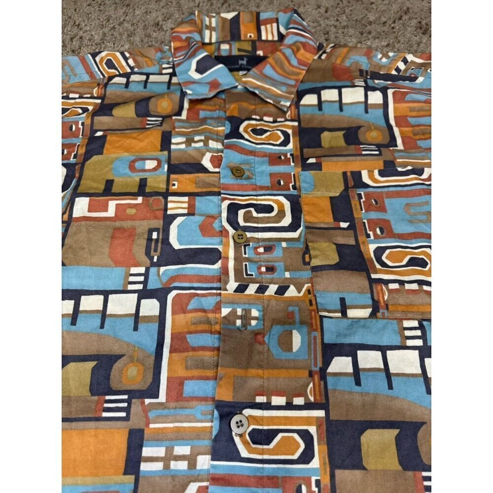 PERUVIAN CONNECTION Button Shirt Pima Cotton Tribal Abstract Print Retro LARGE - Picture 7 of 9